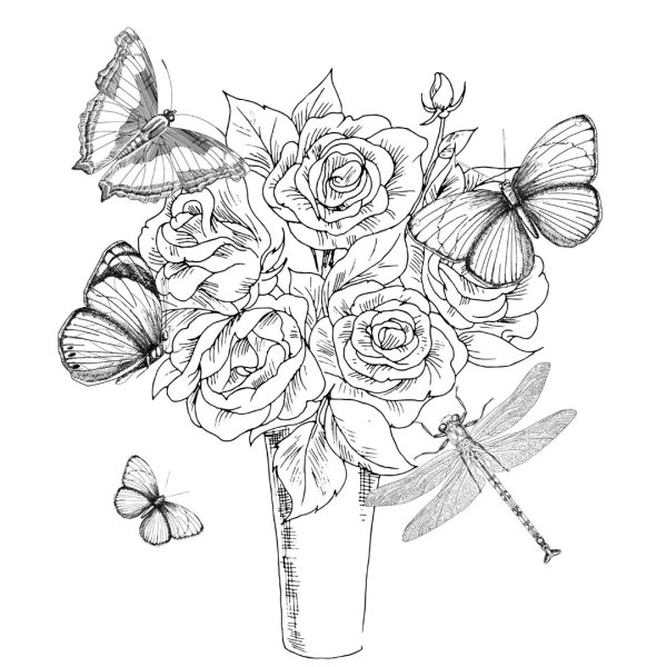 Букет цветов рисунок карандашом