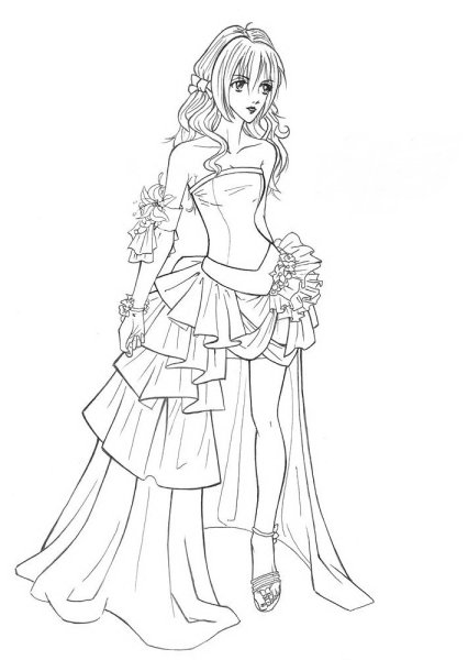 Девушка в платье для срисовки