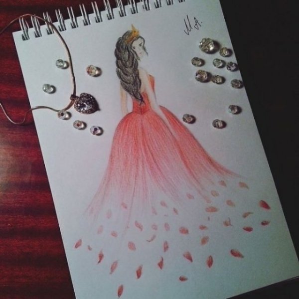 Рисунки девушек в платьях карандашом