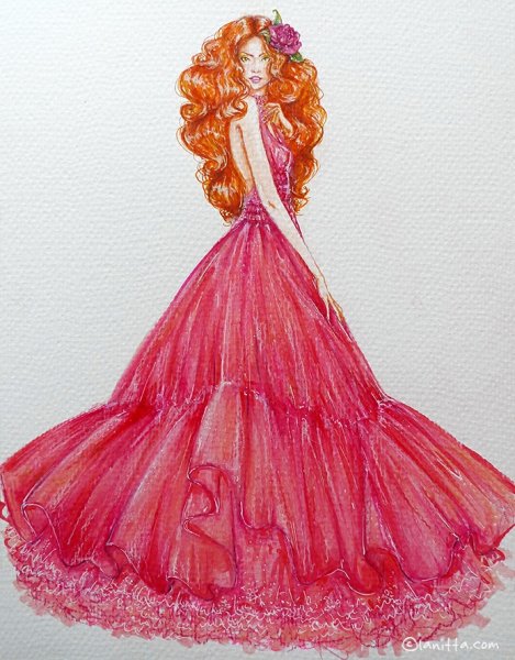 Девушка в платье рисунок