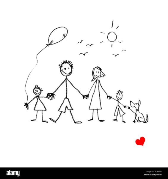 Простой рисунок семьи