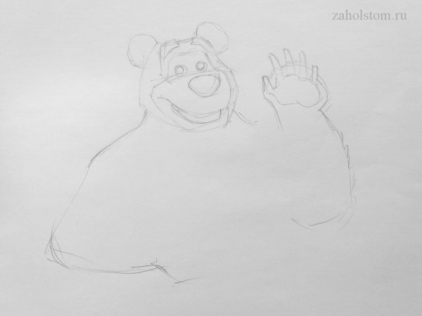 Нарисовать медведя из мультика Маша и медведь