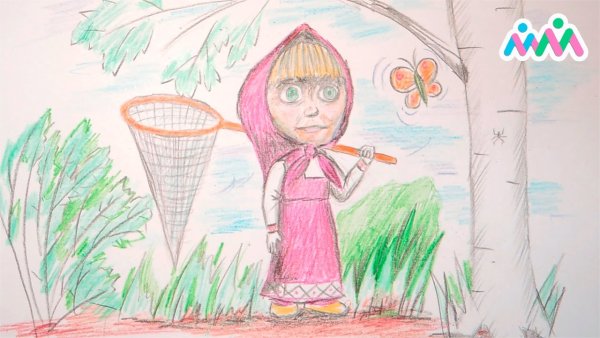 Рисунок Маши из мультфильма Маша и медведь