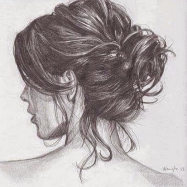 Волосы карандашом в профиль