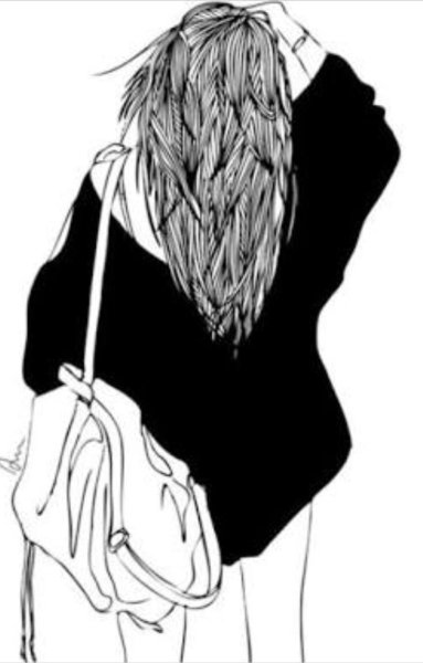 Девушка со спины карандашом