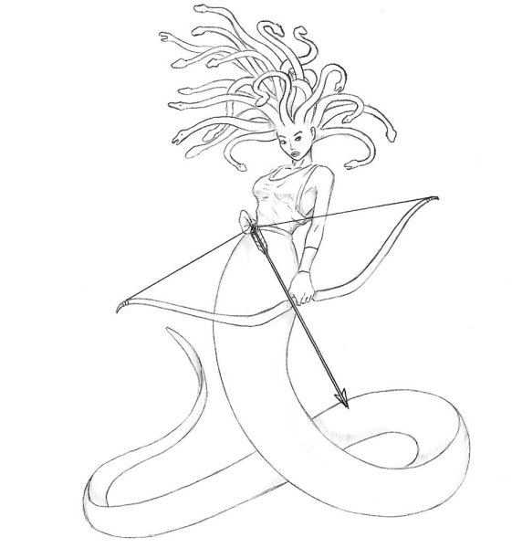 Медуза Горгона рисунок карандашом