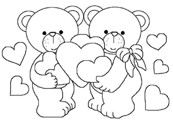 Раскраска Медвежонок с сердечком