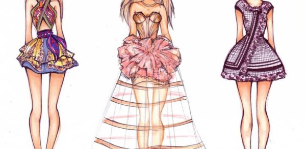 Девушка в платье карандашом для срисовки