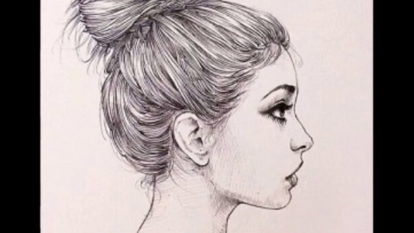 Лицо в профиль карандашом