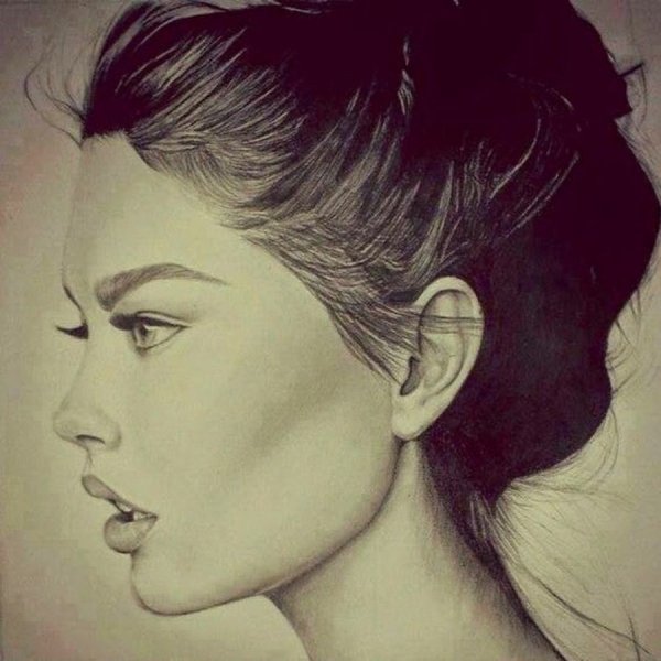 Портрет с боку карандашом