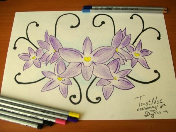 Цветок на ватмане рисунок