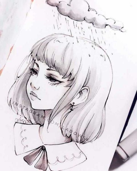 Аниме карандашом для скетчбука