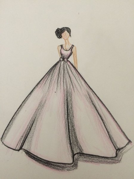 Девушка в платье карандашом для срисовки