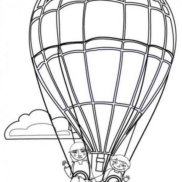 Рисование воздушный шар с корзиной