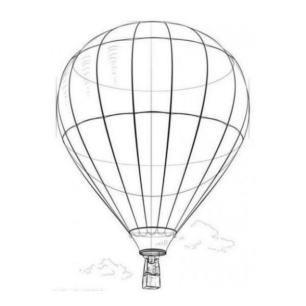 Воздушный шар с корзиной трафарет