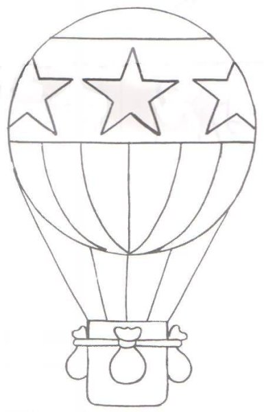 Воздушный шар с корзиной трафарет