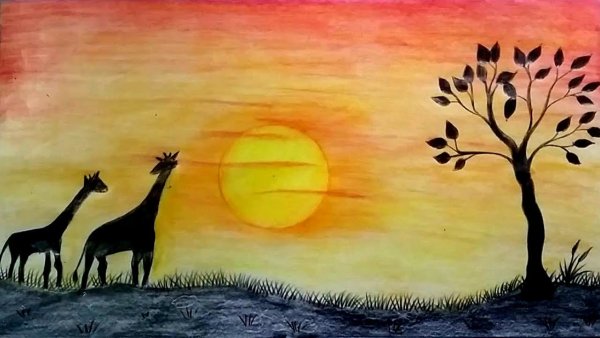 Рисуем закат с детьми