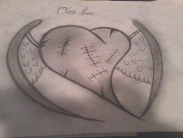 Разбитое сердце рисунок карандашом для срисовки