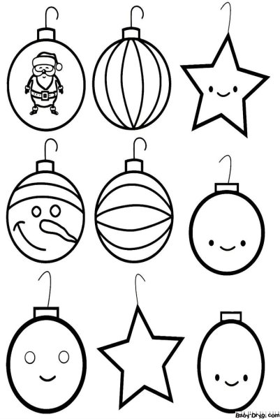 Раскраска новогодние игрушки