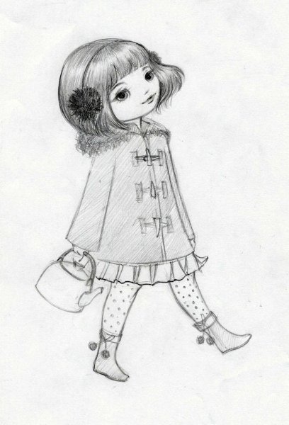 Рисунок девочки карандашь