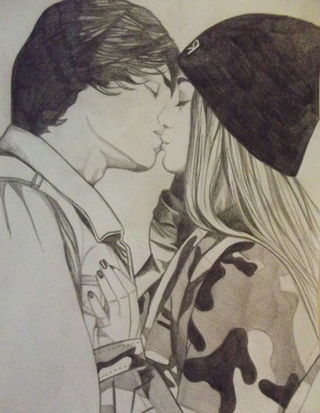 Рисунок карандашом парень с девушкой