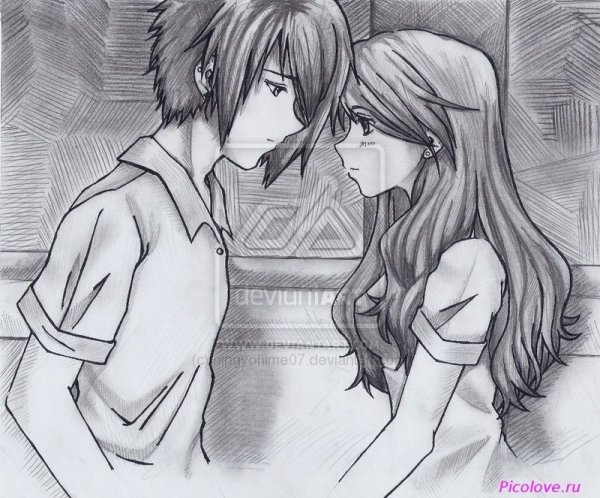 Рисунок карандашом любовь парня и девушки