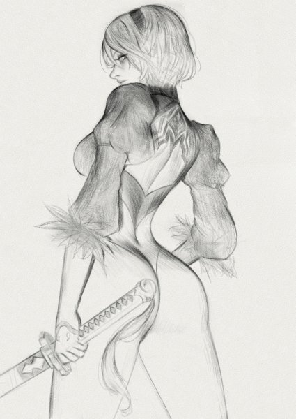 2b NIER Automata скетч