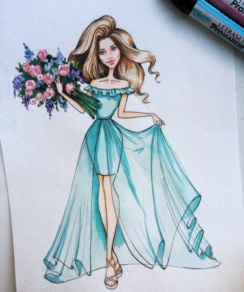 Рисунки для срисовки платья