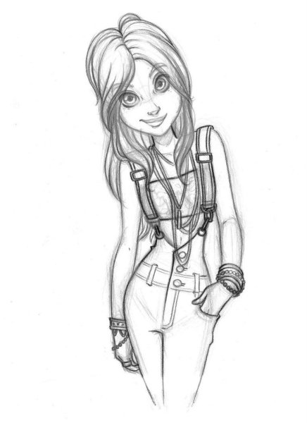 Мультяшные девочки карандашом