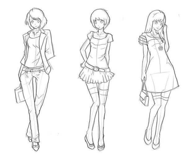 Рисунок человека в полный рост карандашом в одежде