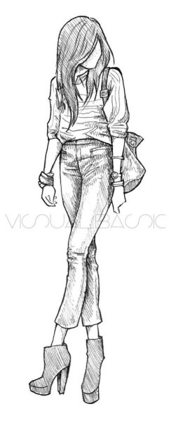 Девушки карандашом в полный рос