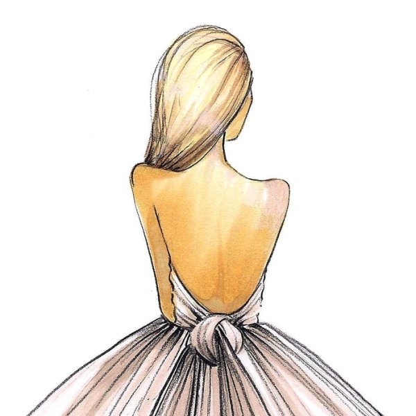 Девушка в платье акварель