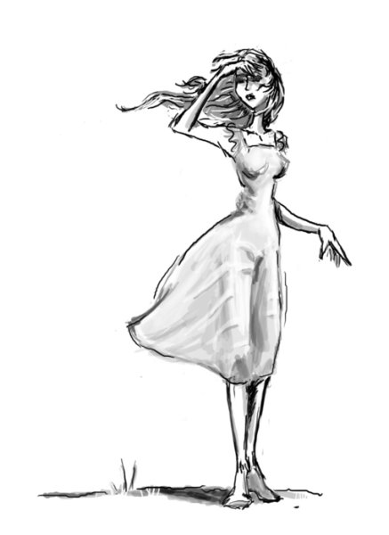Девушка в платье рисунок