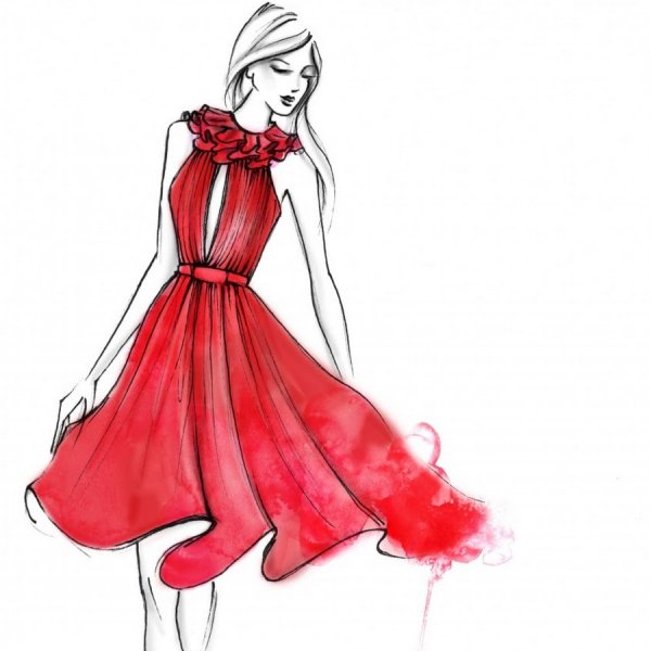 Набросок женщины в платье