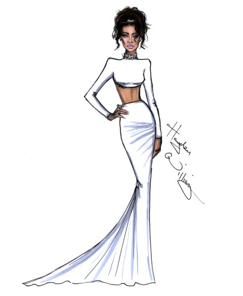 Девушка в платье рисунок