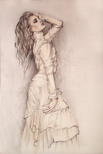 Рисунки девушек в платьях карандашом