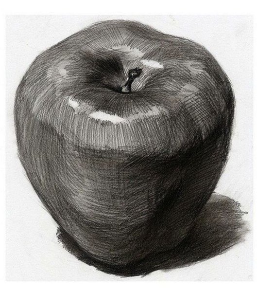 Фрукты и овощи карандашом со штриховкой