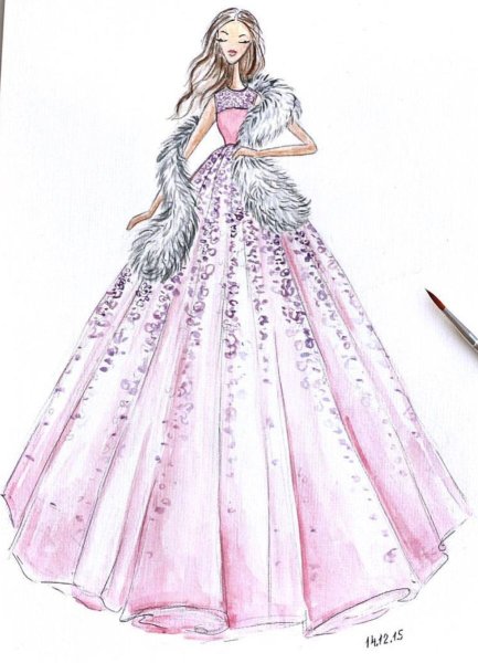 Девушка в платье раскраска