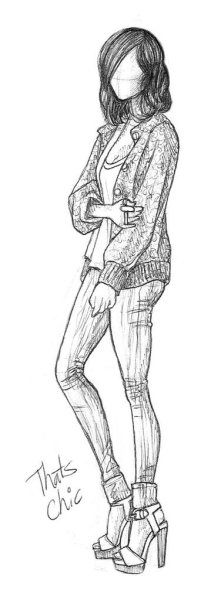 Рисунок девушки карандашом в полный рост