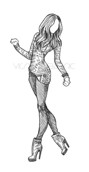 Рисунок девушки карандашом в полный рост