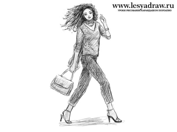 Рисунок человека в полный рост карандашом