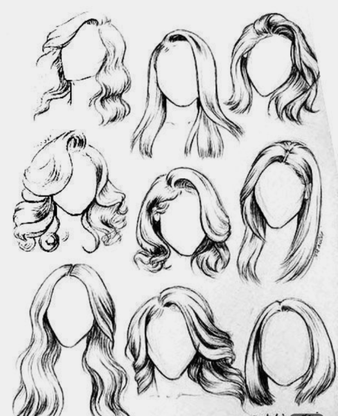 Прически цветными карандашами