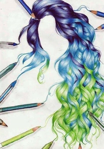 Волосы карандашом в профиль