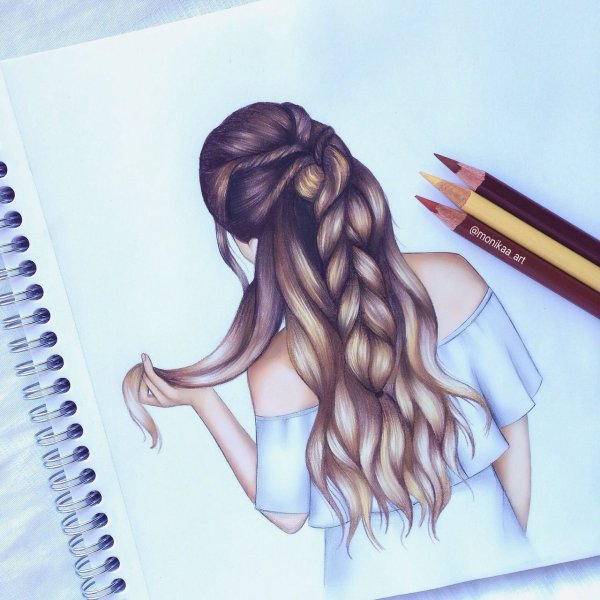 Кучерявые волосы карандашом