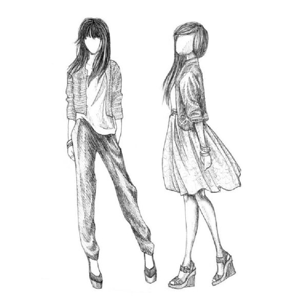 Девушка карандашом в полный рост