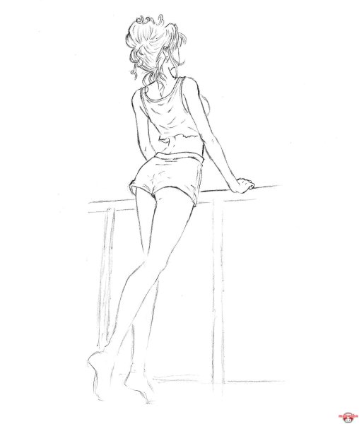 Рисунок девушки карандашом в полный рост