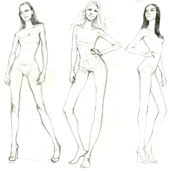 Рисунок девушки карандашом в полный рост