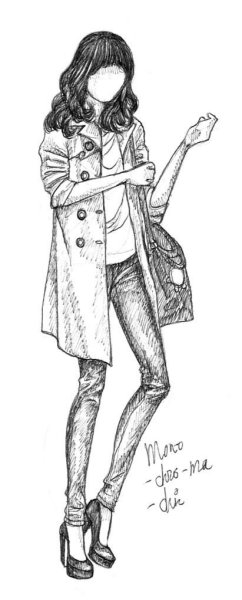 Девушки в полный рост для срисовки карандашом