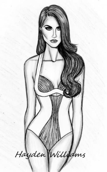 Девушка в купальнике карандашом