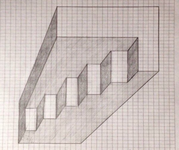 Рисование объемных фигур по клеточкам